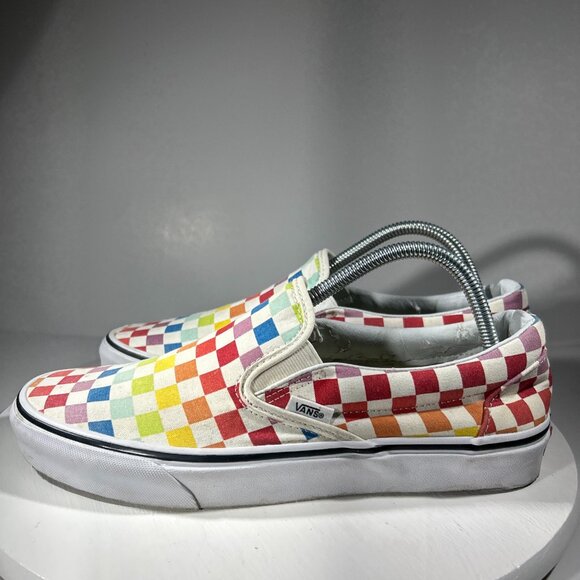 Vans Mens Size 9.5 Casual Shoes Canvas Sneakers Colorful Check Checkerboard Slip - Picture 1 of 14